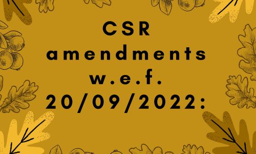 CSR amendments w.e.f. 20/09/2022: